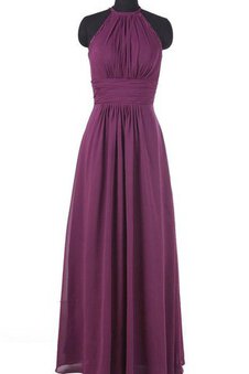 Robe demoiselle d'honneur plissage simple avec chiffon fermeutre eclair ligne a