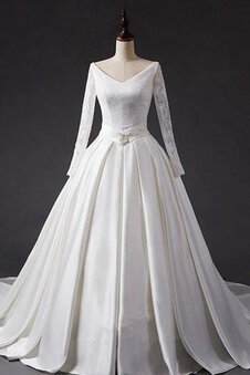 Robe de mariée arrivée au mollet decoration en fleur avec chiffon de traîne mi-longue noeud