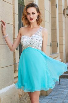 Robe de bal bref de princesse avec perle d'épaule asymétrique ligne a