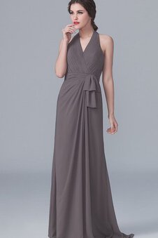 Robe demoiselle d'honneur avec nœud de col en v silhouette asymétrique dénudé