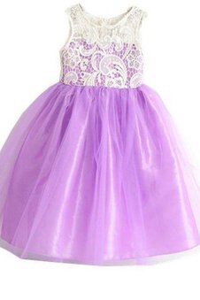 Robe cortège fille naturel manche nulle textile en tulle ligne a fermeutre eclair