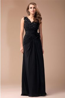 Robe de soirée longue v encolure de fourreau manche nulle avec chiffon