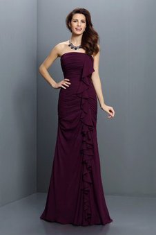 Robe demoiselle d'honneur longue avec chiffon de bustier manche nulle de sirène