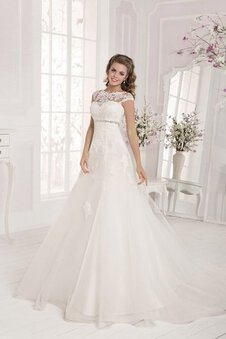 Robe de mariée humble avec cristal noeud jusqu'au sol de tour de ceinture en haute