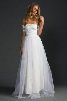 Robe de mariée mode avec manche courte longueur au ras du sol sans dos a-ligne