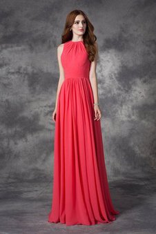 Robe demoiselle d'honneur naturel longue au niveau de cou de princesse en chiffon