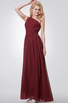 Robe demoiselle d'honneur plissé d'épaule asymétrique jusqu'au sol a-ligne en chiffon