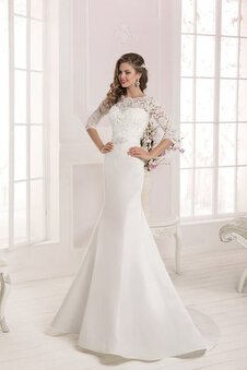 Robe de mariée longue au drapée avec cristal en 1/2 manche cordon