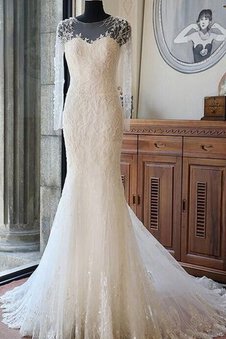 Robe de mariée eclaté luxueux de traîne moyenne appliques fermeutre eclair