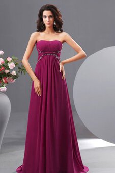 Robe de soirée plissé ligne a col en forme de cœur de tour de ceinture empire avec chiffon