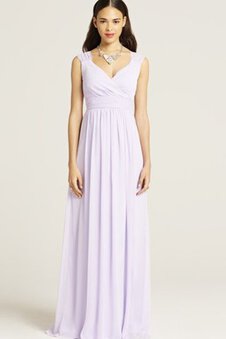 Robe demoiselle d'honneur distinguee avec chiffon v encolure avec manche épeules enveloppants