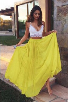 Robe de bal 2 pice bandouliere spaghetti longueur au ras du sol avec chiffon ligne a