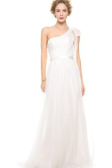 Robe de mariée nature facile plissage longue de traîne courte