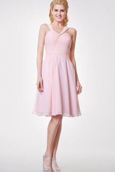 Robe demoiselle d'honneur manche nulle asymétrique en chiffon de col en cœur ligne a