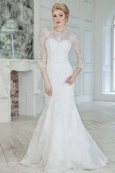 Robe de mariée modeste delicat trou serre col ras du cou de traîne courte