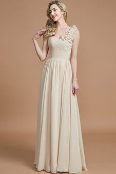 Robe demoiselle d'honneur naturel ligne a en chiffon de princesse avec sans manches