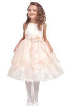 Robe cortège fille avec sans manches avec nœud à boucles a-ligne de lotus