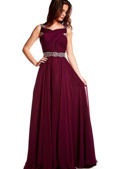 Robe de bal distinguee longue avec chiffon ceinture de traîne courte