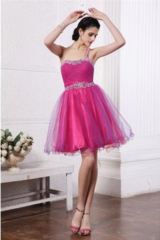 Robe de cocktail naturel en organza avec perle de princesse avec zip