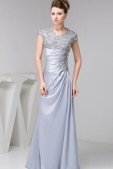 Robe de soirée elégant au niveau de cou ruché collant avec perle