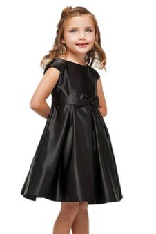 Robe cortège fille plissé avec manche épeules enveloppants a-ligne avec nœud