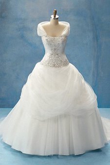 Robe de mariée mode textile en tulle longueru au niveau de sol de traîne courte avec perle