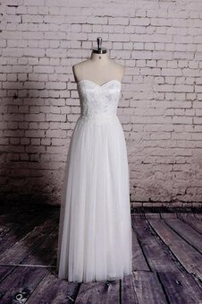 Robe de mariée plissage manche nulle fermeutre eclair en tulle ligne a