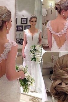 Robe de mariée en tulle de sirène v encolure avec sans manches charme