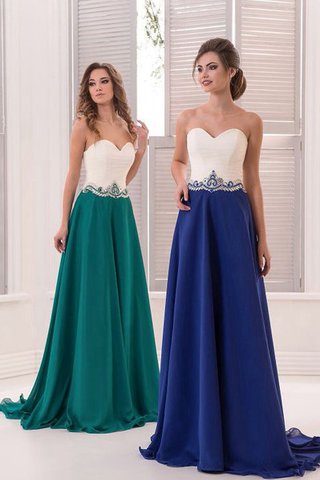 Robe de bal en chiffon col en forme de cœur fermeutre eclair appliques ligne a