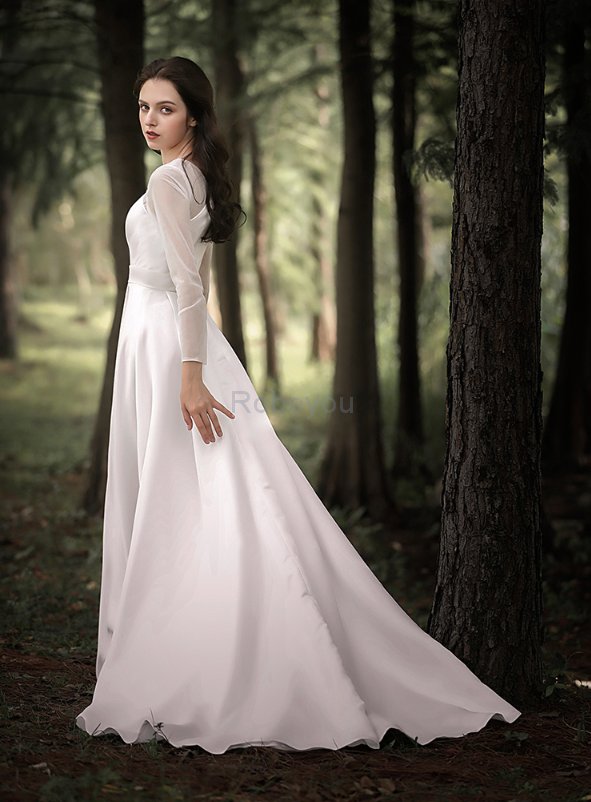 Robe de mariée avec zip avec perle délicat romantique distinguee