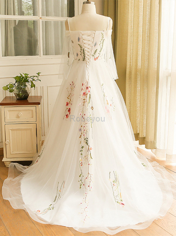 Robe de mariée fascinant col en forme de cœur a-ligne romantique delicat