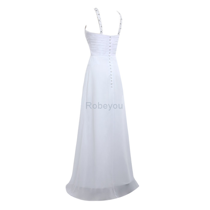 Robe de mariée officiel pailleté simple avec sans manches boutonné