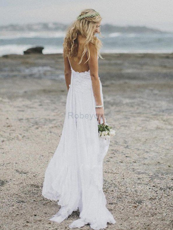 Robe de mariée longueru au niveau de sol avec sans manches de princesse mignonne a-ligne