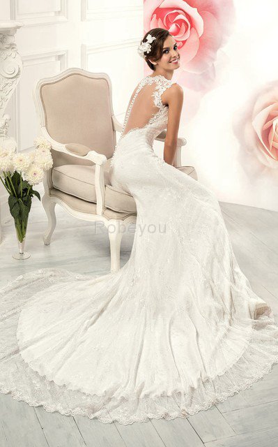 Robe de mariée longue charmeuse simple en forme decoration en fleur
