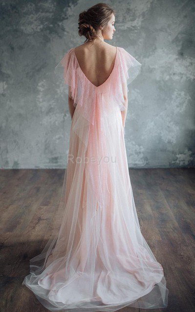 Robe demoiselle d'honneur luxueux v encolure textile en tulle ligne a avec perle