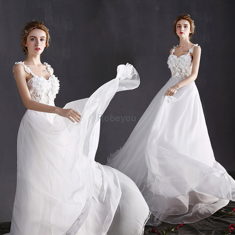 Robe de mariée parfait sans dos longue romantique intemporel