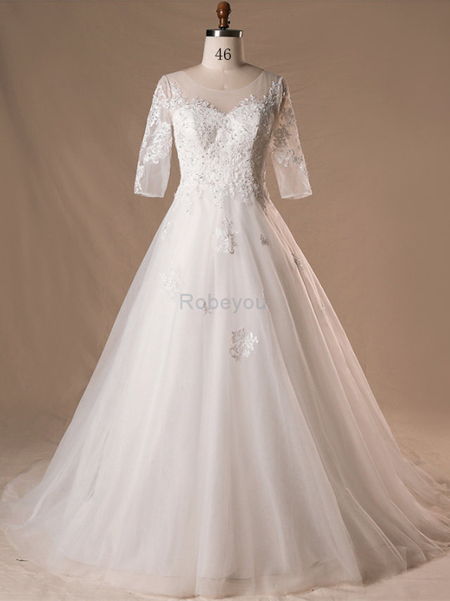 Robe de mariée ligne a en dentelle haute qualité longue formelle