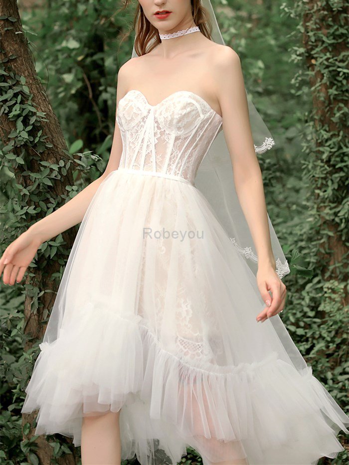 Robe de mariée glamour avec zip bref spécial naturel