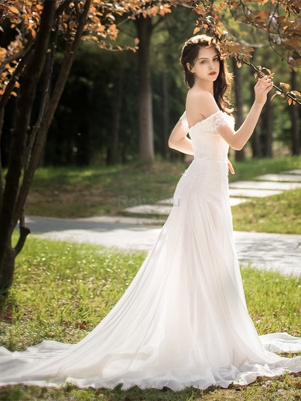 Robe de mariée avec sans manches accrocheur romantique femme branché naturel
