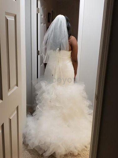 Robe de mariée avec lacets textile en tulle pendant manche nulle élégant
