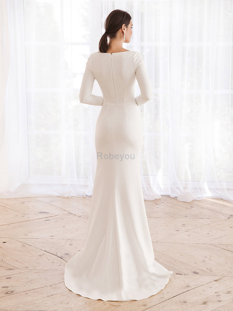 Robe de mariée en dentelle populaire de col carré elegante simple