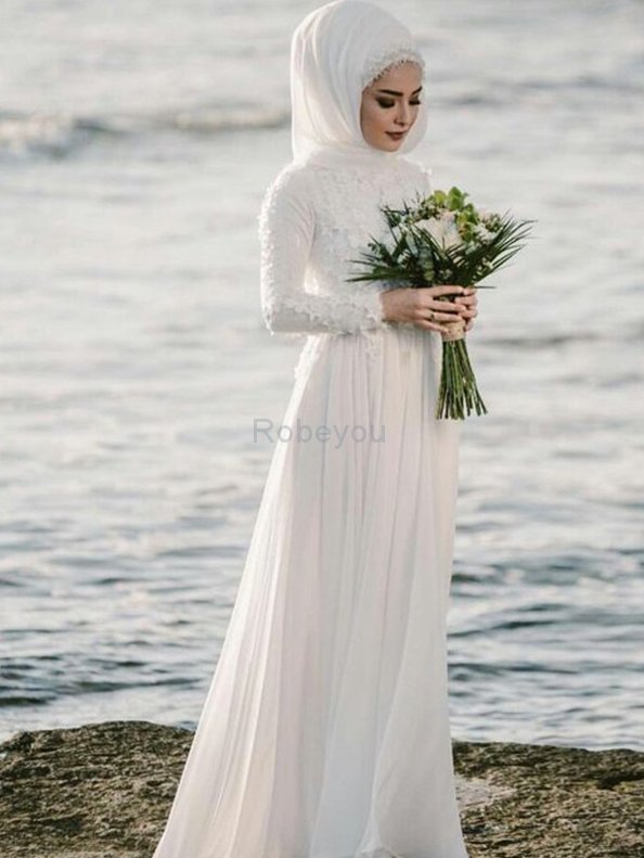 Robe de mariée de princesse séduisant en chiffon appliques naturel