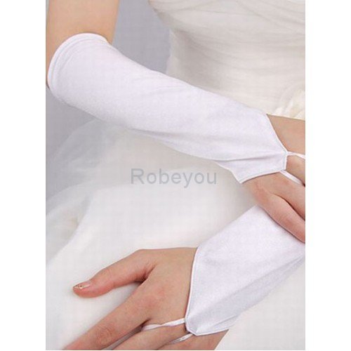 Simples gants de mariée en taffetas blanc Vintage
