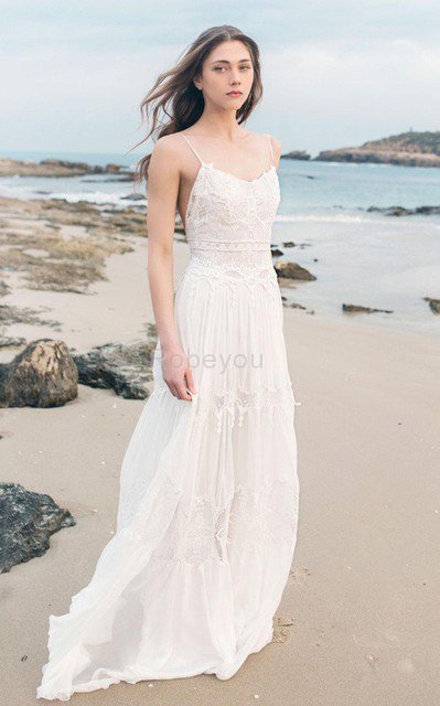 Robe de mariée informel moderne de traîne courte manche nulle en plage