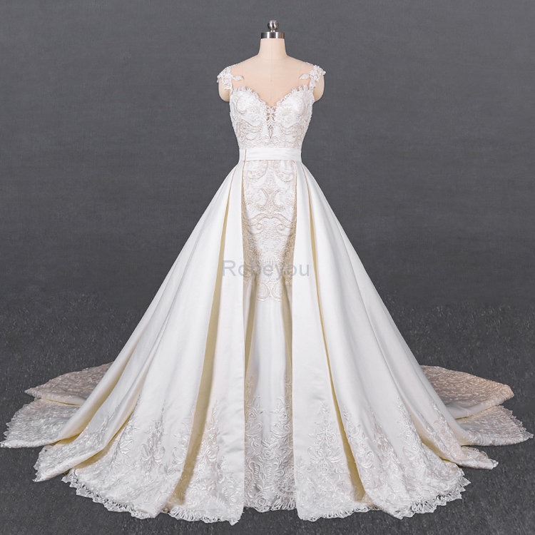 Robe de mariée fermeutre eclair splendide de sirène avec sans manches en satin