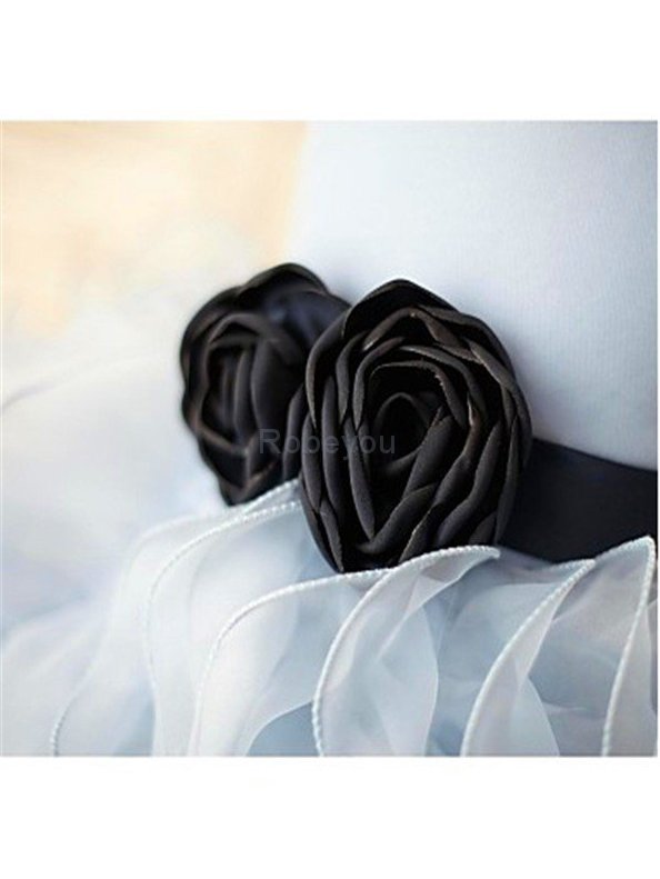 Robe cortège fille de lotus avec fleurs en organza avec sans manches avec zip
