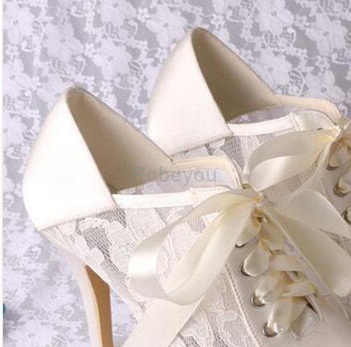 Chaussures de mariage romantique plates-formes talons hauts taille réelle du talon 3.94 pouce