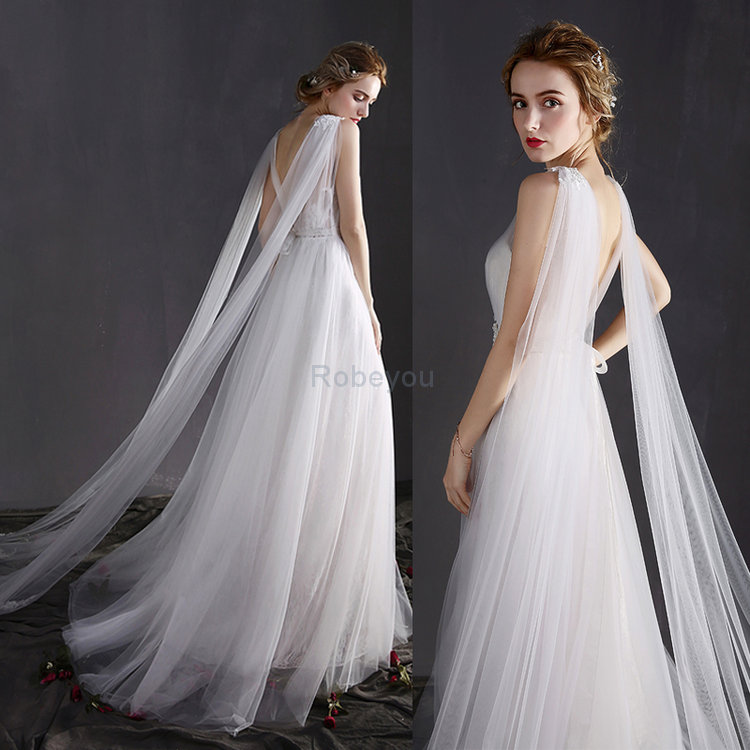 Robe de mariée incroyable en tulle ligne a de traîne courte moderne