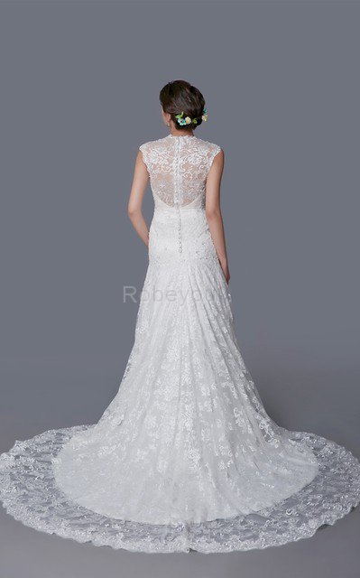 Robe de mariée plissage decoration en fleur avec perle de traîne courte en tulle