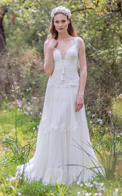 Robe de mariée femme branché avec perle avec sans manches ligne a appliques